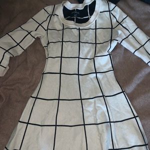 plaid white and black dress